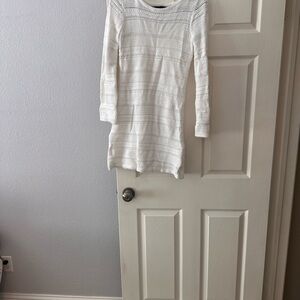 White Knit Long Sleeve Sweater Dress